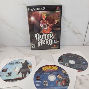 Lot‎ of 4 PS2 Games Guitar Hero-Red Dead Revolver-Crash Tag Team-SpiderMan